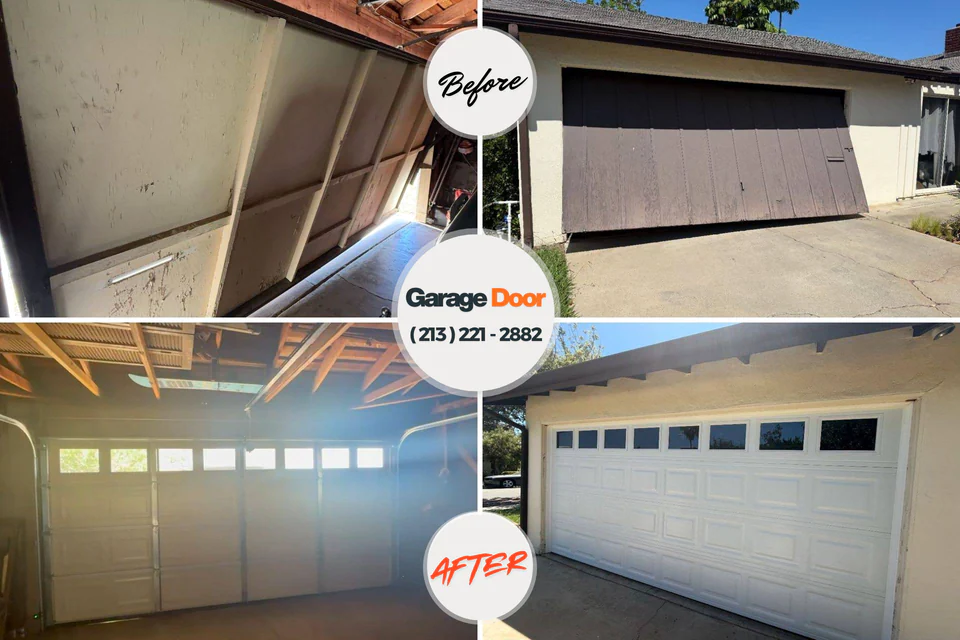 Before and after: garage door repair Dennis Port, MA